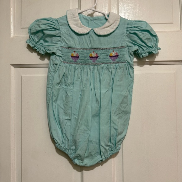 Other - Girls 24 Month Ice Cream Smocked Bubble Outfit One Piece Summer Spring Collar
